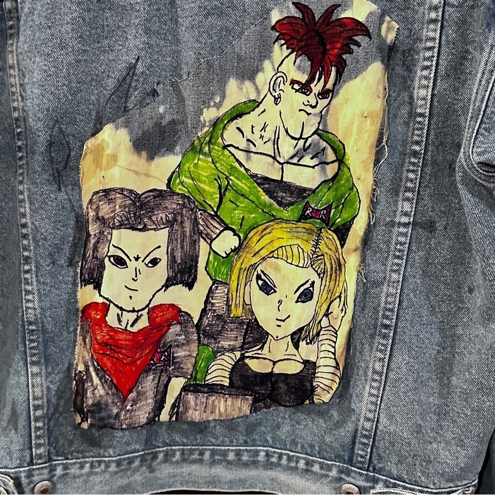 Custom Akira Toriyama Dragon Ball Z Androids Old Navy Denim Jacket Art Patch - Picture 13 of 16